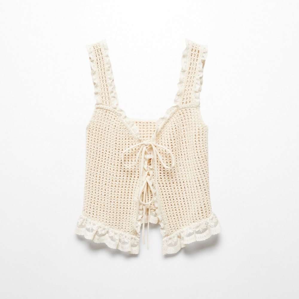 Mango Openwork top with lace detail - Picture 2 of 7